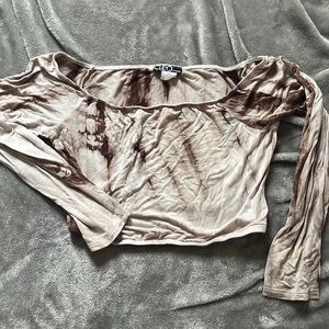 Brown and cream tie dyed boutique crop top